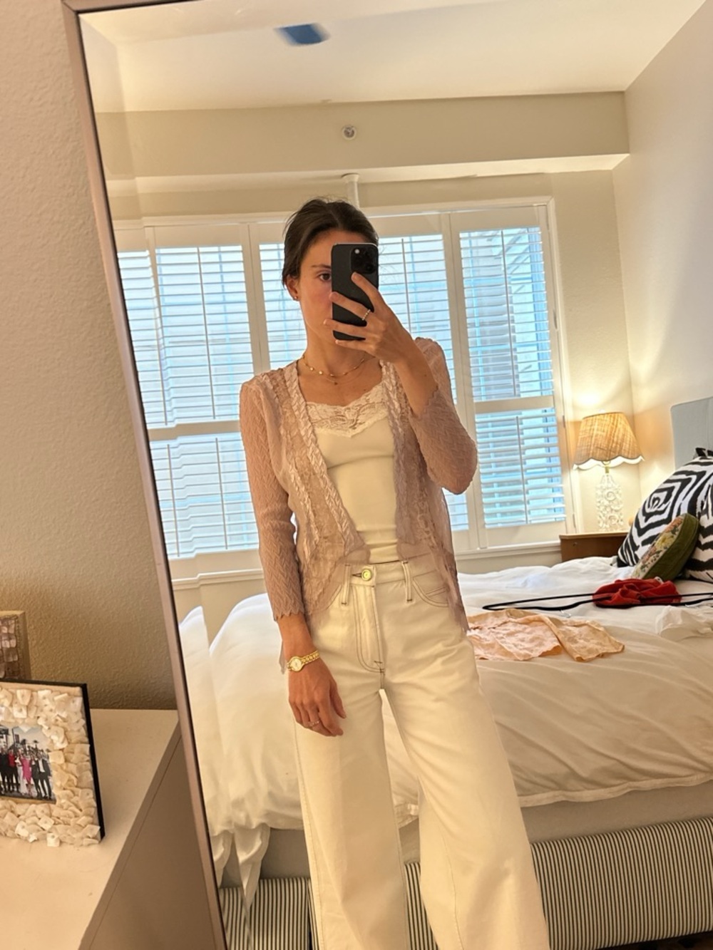 Vintage Delicate Open-Front Cardigan - Pink